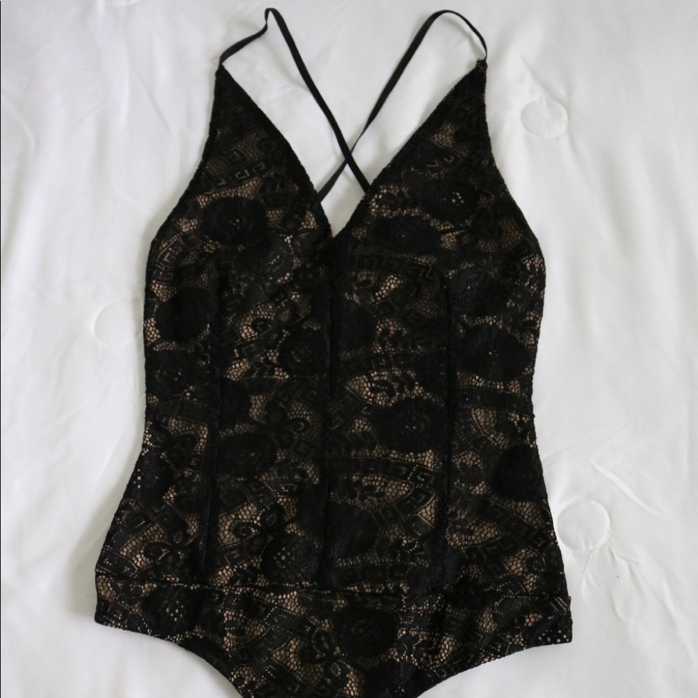 Black Lace Windsor Bodysuit